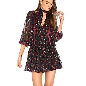 Joie Silk Black and Red Floral Dress